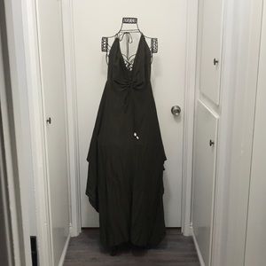 Bohemian adjustable halter dress with puka shells